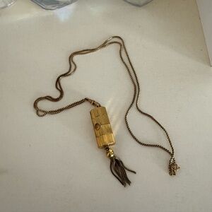Bucherer Vintage Gold Plated Manual Wind Tube Slide Watch Pendant Fob Necklace